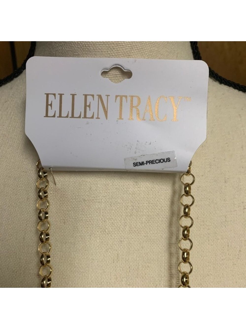 New Ellen Tracy Long Gold Beaded Necklace - Picture 4 of 4